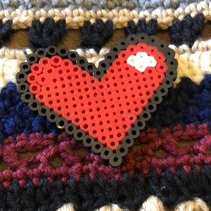 8-Bit Pixel Heart Perler Heart Magnet